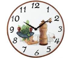 Atlanta - Quarzuhr - Wanduhr - Küchenuhr - Motiv Pfeffermühle - Steingutgehäuse - Zahlen und Zeiger schwarz