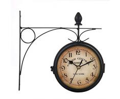 Freedomanoth Retro Antik Stil Wanduhr Doppelseitige Bahnhofsuhr Europäische Stil Beidseitige Im Retro-Design 21,8 X 21,8cm / 8,58 X 8,58in