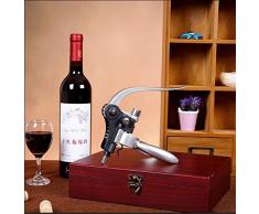 Cooko Korkenzieher, Manueller Wein Öffner Kit mit Belüfter und Ausgießer,Zink-Legierung Griff Korkenzieher,Deluxe Weinöffner Zubehör mit 9 Teilen, Elegantes Design-Set mit Dunklem Kirschholz Kasten