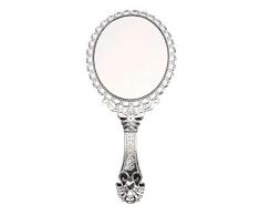 Bmstjk Weinlese-Handgriff-ovaler kosmetischer Spiegel-Edler Wiederherstellungs-Alter Art-Gericht-Schminkspiegel, Damen und Mädchen