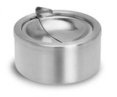 Demarkt Aschenbecher Edelstahl Aschenbecher Klappdeckelascher Höhe 5,5 cm Durchmesser: 11,5 cm