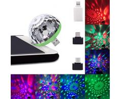 Youool USB Mini Disco Licht, 4-LED Party Auto Atmosphärenlichter LED Kleine Disco Kugel USB Powered Bühnenlicht RGB Bühnendekoration Projektor Drehspiegel Disco Kugel