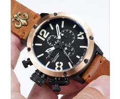 GFDSA Chronograph Stoppuhr Herren U Chronometer U72 Chimäre Schwarz Roségold Alter Braun Kuh Leder Bootsuhr Gelb Orange Braun Weiss