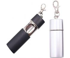Taschenaschenbecher,2 Stück Metall Schwarz Silber Mini Zigaretten Aschenbecher, Outdoor-Reisen Karabiner Tragbaren Zigarettenaschenbecher