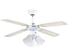Sichler Haushaltsgeräte Deckenventilator Leuchte: Deckenventilator VT-696 mit weißen Holzflügeln & Beleuchtung, Ø 105 cm (Deckenbeleuchtung mit Ventilator)
