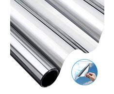 Uv Spiegelfolie Selbstklebend, Homegoo One Way Silber Sichtschutzfolie Fenster Statisch Folie UV-Schutz Sonnenschutz Verspiegelte Fenstertönung für Zuhause und Büro, 45 x 200 cm(17.5 x 78.7 inch)