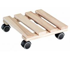 WAGNER Pflanzenroller PALETTI 25 x 25 x 8 cm I Pflanzenroller für Innenbereich, Buche Natur I Blumenroller aus FSC®-Massivholz I Kübelroller aus Holz I Tragkraft 100 kg I Made in EU - 20009701
