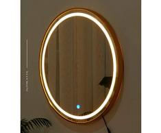 Moderne Rundkosmetikspiegel, Wand-Kosmetikspiegel mit LED-Licht Smart Touch-Schalter, Schlafzimmer, Bad Mit Rahmen (40 cm)
