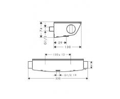 Hansgrohe Brause-Thermostat Ecostat Select Aufputz mit Rückflussverhinderer, verchromt, 13161000