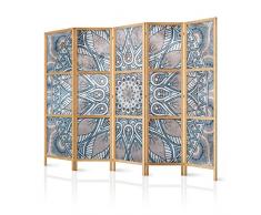 murando - Paravent XXL Mandala 225x171 cm 5-teilig einseitig eleganter Sichtschutz Raumteiler Trennwand Raumtrenner Holz Design Motiv Deko Home Office Japan p-C-0010-z-c