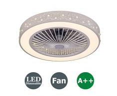 XMYX Fan Deckenlampe Deckenventilator mit LED Beleuchtung und Fernbedienung Leise Ventilator Kreative Unsichtbare Deckenventilatoren Beleuchtung für Kinderzimmer Wohnzimmer Schlafzimmer, 36W, Ø59cm