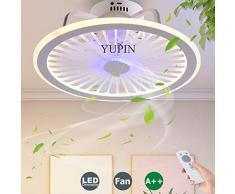 Leise Deckenventilator Licht Dimmbar Mit Fernbedienung Ultra Dünn Design LED Fan Deckenleuchte Schlafzimmer Kinderzimmer Esszimmer Ventilator Lampe Fan Deckenlampe 4H Timing App Fan Kronleuchter