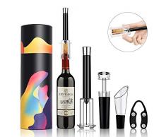 Weinöffner Set, Weinzubehör Set mit Flaschenöffner Luftdruck Belüfter Ausgießer Folienschneider Vakuumverschluss Weingeschenke für Weinliebhaber