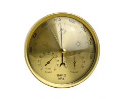 OUNONA Pr?zision Aneroid-Barometer Wetterstation 3?in 1?Barometer Thermometer Hygrometer f¨¹r Innen- und Au?eneinsatz mit Edelstahl Rahmen (Gelb) Goldfarben