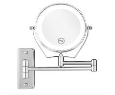 JALAL Kleine Fee, Schminkspiegel, Schminkspiegel Wandspiegel LED-Kosmetikspiegel, Klapp-Schminklampe Einziehbarer 360-Grad-Rasierspiegel