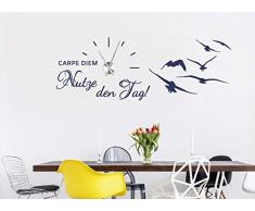 db-pkm276 120x58cm Wanduhr Wandtattoo Küche wandtattoo carpe diem Wandsticker Wohnzimmer Wandtattoo Uhr mit Uhrwerk