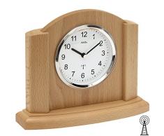 Funk-Tischuhr Tischuhr Funk Holzgehäuse Buche massiv Funkuhr Regaluhr