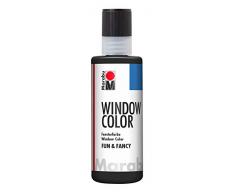 Marabu 04060004073 - Window Color fun & fancy, Konturenfarbe auf Wasserbasis, ablösbar auf glatten Flächen wie Glas, Spiegel, Fliesen und Folie, 80 ml, schwarz