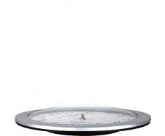 EUROTIME Funkwanduhr, 30 cm, Kunststoffgehäuse, gewölbtes Echtglas, automatische Zeitein- und Zeitumstellung von Sommer- und Winterzeit, klares Zifferblatt, Wanduhr für Küche und Wohnbereich, silber, 56801-07