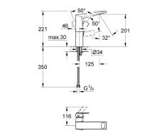 GROHE Allure Brilliant Einhand-Waschtischbatterie , hoher Auslauf , glatter Körper ohne Bohrung für Zugstange 23112000