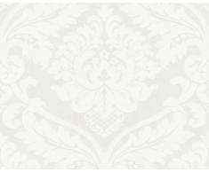 Livingwalls 554338 Vliestapete Flock, Mustertapete, barock, weiß
