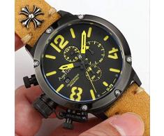 GFDSA Chronograph Stoppuhr Menü Chronometer U72 Chimäre Alter Braun Kuh Schwarz Gehäuse Leder Bootsuhr Saphir Orange Weiß Braun Gelb