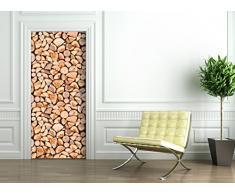 StickerProfis Türtapete selbstklebend TürPoster - HOLZSCHEITE Holz - Fototapete Türfolie Poster Tapete