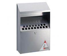 Atlanta Wandascher mit Dach zur Wandmontage für den Außenbereich, mit herausnehmbarem Inneneimer, selbstlöschend, 4 Liter, silbermetallic