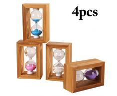 Justdolife 4PCS Sanduhr Timer Dekorative HöLzerne Sanduhr Sanduhr Tischplatte Dekor