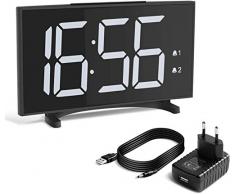 Yissvic Digital Wecker Uhr Tischuhr 12/24H Dual Alarm Easy Snooze 6 Einstellbare Helligkeit
