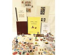 Boemaus500 Briefmarken Starter Set als Geschenk mit Briefmarkenalbum A5 - Zubehör : Pinzette, Lupe, Trockenbuch, 200 Briefmarken für Sammler