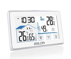 Konsen Wetterstation funk mit Außensensor, Thermometer-Hygrometer innen/ausen Raumthermometer Außentemperatur Feuchtigkeit mit Hintergrundbeleuchtung, Lüftungsempfehlung und Uhrzeit Anzeige, Weiß