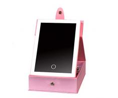 YYF Tragen LED-Schminkspiegel Schminkspiegel mit hellem Schminkspiegel Faltbarer praktischer Desktop-Schminkspiegel Einfach (Color : Pink, Size : Small)
