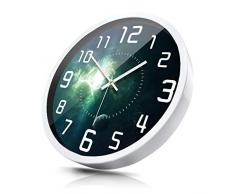 HJW Praktische Wandpendeluhr Wanduhr, Mutet Nicht Ticking Schlafzimmer Wohnzimmer Büro Küche Wanduhr Leicht Zu Lesen Großen Digitalen Metallrahmen Dekorativer Uhr Wanduhr,12