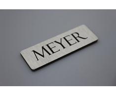 Türschild / Briefkastenschild aus Edelstahl 6x2cm abgerundet inkl. Gravur Namensschild z.B. " Bitte keine Werbung "