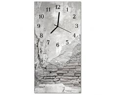 DekoGlas Glasuhr Mauer Grau Uhr aus Acrylglas, eckig große Motiv Wanduhr 30x60 cm, lautlos für Wohnzimmer & Küche