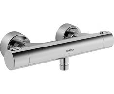 Hansa Brause-Thermostat Hansaprisma mit Verbruehschutz mit Anschlüssen, verchromt, 58080101