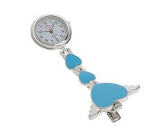 Krankenschwesteruhr - Schwesternuhr - Pflegeruhr - aus Metall - Herz Ketten - Medizinische FOB-Uhr - Taschenuhr - Ketteuhr (Blau)