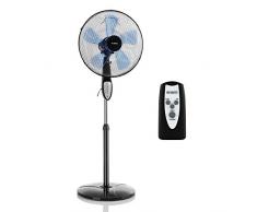 Klarstein Summerjam - Standventilator Standlüfter Ventilator, Rotor: Ø 41 cm, 50 W, 3 Geschwindigkeiten, Luftdurchsatz: 4150 m³/h, Oszillation: 80°, Timer, Fernbedienung, höhenverstellbar, schwarz