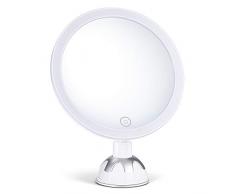 AEVO 10-Fach vergrößernder beleuchteter Make-Up Spiegel,10x Kosmetikspiegel, 30-LED Kosmetikspiegel [HD Spiegelbild] [3 Lichtmodi] [360-Grad drehbar] [Leichte Anbringung] [Zwei Stromoptionen]