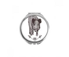 DIYthinker Boar Schwert Crown Tier Barock Spiegel Rund bewegliche Handtasche Make-up 2.6 Zoll x 2.4 Zoll x 0.3 Zoll Mehrfarbig