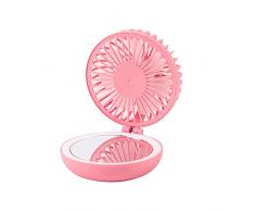 HERVI Make-up-Spiegel-Ventilator-Licht, LED-hängenden Ansatz Mini-Ventilator, Faltbarer/USB-Lade, for Make-up, geben Sie Bitte Lampe, Sommer, Nachtbeleuchtung (Farbe : Rosa)