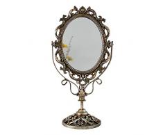 ITS Interior Standspiegel Tudor 21x13,5xH44cm im Barock-Stil Spiegelfläche oval schwenkbar Silber/Gold mit Antik-Look Dekospiegel Schminkspiegel