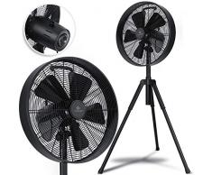 KESSER® - Standventilator 50W Dreibein Ventilator mit Stativ | Oszillationsfunktion 80° | 3 Geschwindigkeitsstufen | 45 cm | Stützfuß verstellbar 116 bis 126 cm | Robustes Gehäuse aus Metall Schwarz