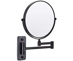 ZHTY Schminkspiegel an der Wand montiert schwarz 8-Zoll-beidseitig schwenkbaren Wandspiegel, Klapp Bad Rasieren Kosmetik Schminkspiegel-3X / 1X Vergrößerung erweitern