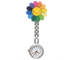 JSDDE Uhren Krankenschwester FOB Uhr Pflegeruhr Pulsuhr Ketteuhr Schwesternuhr Quarz Taschenuhr Sonnenblume