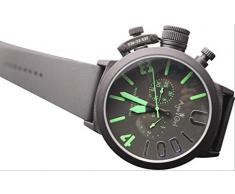 VODRICH Classic Herren Sport Black Rubber U Round Automatik Mechanisch Selbstaufzug Linkshaken Handuhr Bigg 50mm Bootsuhren 1