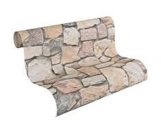 A.S. Création Papiertapete Dekora Natur, Mustertapete in Natursteinoptik, bunt, creme, grau, 692412