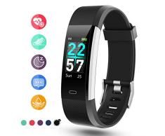 Glymnis Fitness Armband Fitness Tracker IP68 Wasserdicht Smartwatch Farbbildschirm Pulsuhren Aktivitätstracker und Schrittzähler mit Pulsmesser 0,96 Zoll für Damen Herren (Schwarz)