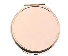 KBDSM Tragbare Handtasche Spiegel Rose Goldene Make-up Kompakt-Spiegel Folding Taschenspiegel Roségold Metall Schminkspiegel für Reisen, Camping-Large Kreis-Form